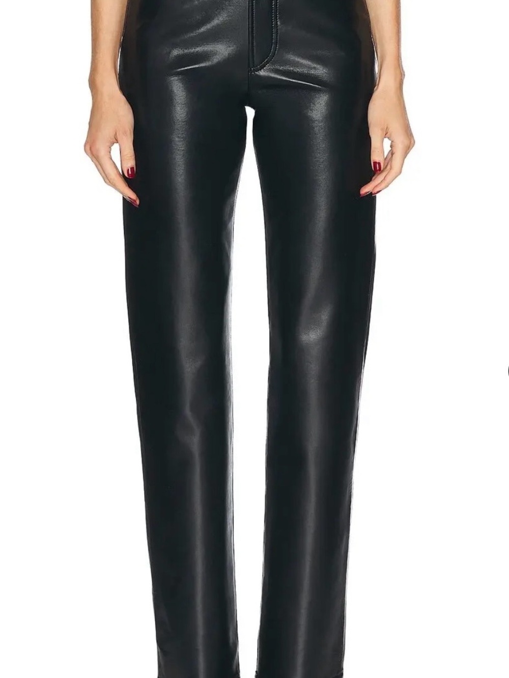 Agolde Black Faux Leather Straight-Leg Pants